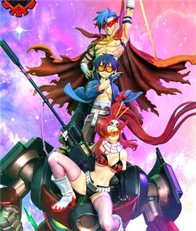 Kamina-Simon-Yoko-with-Lagann-Our-hearts-pierce-the-skies-Tengen-Toppa-Gurren-Lagann-DX-Ver