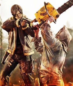 Resident-Evil-4-Leon-S-Kennedy-versus-Chainsaw-Villager